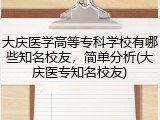 大庆医学高等专科学校有哪些知名校友，简单分析(大庆医专知名校友)