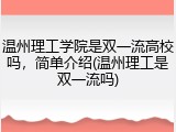 温州理工学院是双一流高校吗，简单介绍(温州理工是双一流吗)