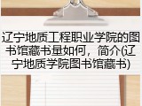 辽宁地质工程职业学院的图书馆藏书量如何，简介(辽宁地质学院图书馆藏书)