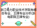 浙江电力职业技术学院有哪些专业，王牌专业分析(浙电职院王牌专业)