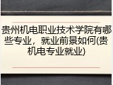 贵州机电职业技术学院有哪些专业，就业前景如何(贵机电专业就业)