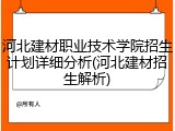 河北建材职业技术学院招生计划详细分析(河北建材招生解析)