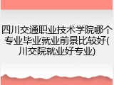 四川交通职业技术学院哪个专业毕业就业前景比较好(川交院就业好专业)