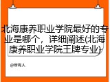北海康养职业学院最好的专业是哪个，详细阐述(北海康养职业学院王牌专业)