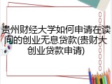 贵州财经大学如何申请在读间的创业无息贷款(贵财大创业贷款申请)