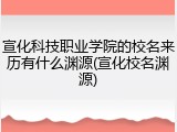 宣化科技职业学院的校名来历有什么渊源(宣化校名渊源)