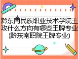 黔东南民族职业技术学院主攻什么方向有哪些王牌专业(黔东南职院王牌专业)