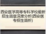 西安医学高等专科学校最新招生简章深度分析(西安医专招生简析)