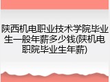 陕西机电职业技术学院毕业生一般年薪多少钱(陕机电职院毕业生年薪)