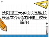 沈阳理工大学校长是谁,校长基本介绍(沈阳理工校长简介)