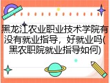 黑龙江农业职业技术学院有没有就业指导，好就业吗(黑农职院就业指导如何)