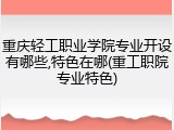 重庆轻工职业学院专业开设有哪些,特色在哪(重工职院专业特色)