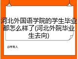 河北外国语学院的学生毕业都怎么样了(河北外院毕业生去向)