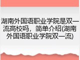 湖南外国语职业学院是双一流高校吗，简单介绍(湖南外国语职业学院双一流)