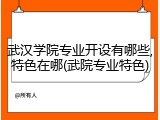 武汉学院专业开设有哪些,特色在哪(武院专业特色)