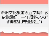 洛阳文化旅游职业学院什么专业最好，一年招多少人("洛职热门专业招生")