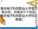 重庆电子科技职业大学是否有分校，共有多少个校区(重庆电子科技职业大学校区数量)