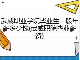武威职业学院毕业生一般年薪多少钱(武威职院毕业薪资)