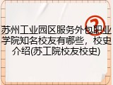 苏州工业园区服务外包职业学院知名校友有哪些，校史介绍(苏工院校友校史)