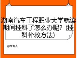 湖南汽车工程职业大学就读期间挂科了怎么办呢？(挂科补救方法)