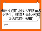 柳州铁道职业技术学院有多少学生，师资力量如何(柳铁职院师生规模)