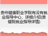 贵州健康职业学院有没有就业指导中心，详细介绍(贵健院就业指导详情)