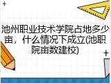 池州职业技术学院占地多少亩，什么情况下成立(池职院亩数建校)