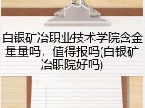 白银矿冶职业技术学院含金量量吗，值得报吗(白银矿冶职院好吗)
