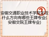 安徽交通职业技术学院主攻什么方向有哪些王牌专业(安徽交院王牌专业)