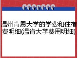 温州肯恩大学的学费和住宿费明细(温肯大学费用明细)