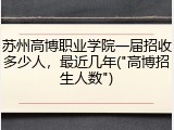 苏州高博职业学院一届招收多少人，最近几年("高博招生人数")