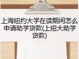 上海纽约大学在读期间怎么申请助学贷款(上纽大助学贷款)