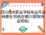 四川城市职业学院专业开设有哪些,特色在哪(川职院专业特色)
