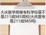 大庆医学高等专科学校是不是211或985高校(大庆医专是211或985吗)