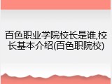 百色职业学院校长是谁,校长基本介绍(百色职院校)