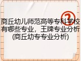 商丘幼儿师范高等专科学校有哪些专业，王牌专业分析(商丘幼专专业分析)