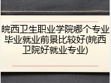 皖西卫生职业学院哪个专业毕业就业前景比较好(皖西卫院好就业专业)