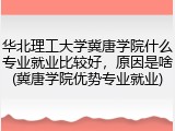 华北理工大学冀唐学院什么专业就业比较好，原因是啥(冀唐学院优势专业就业)