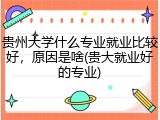 贵州大学什么专业就业比较好，原因是啥(贵大就业好的专业)