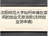 沈阳师范大学如何申请在读间的创业无息贷款(沈师创业贷申请)