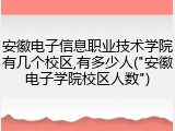 安徽电子信息职业技术学院有几个校区,有多少人("安徽电子学院校区人数")
