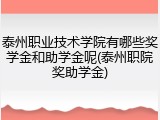 泰州职业技术学院有哪些奖学金和助学金呢(泰州职院奖助学金)