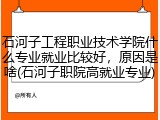 石河子工程职业技术学院什么专业就业比较好，原因是啥(石河子职院高就业专业)