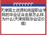 天津国土资源和房屋职业学院的毕业证含金量怎么样，为什么(天津房院毕业证价值)