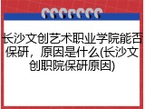 长沙文创艺术职业学院能否保研，原因是什么(长沙文创职院保研原因)