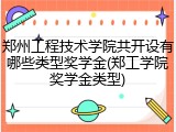 郑州工程技术学院共开设有哪些类型奖学金(郑工学院奖学金类型)