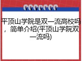 平顶山学院是双一流高校吗，简单介绍(平顶山学院双一流吗)