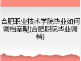 合肥职业技术学院毕业如何调档案呢(合肥职院毕业调档)