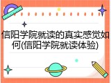信阳学院就读的真实感觉如何(信阳学院就读体验)
