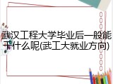 武汉工程大学毕业后一般能干什么呢(武工大就业方向)